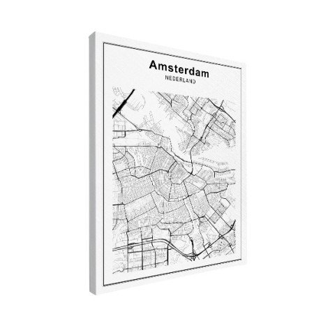 Stadtkarte Amsterdam Schwarz-Weiß Leinwand