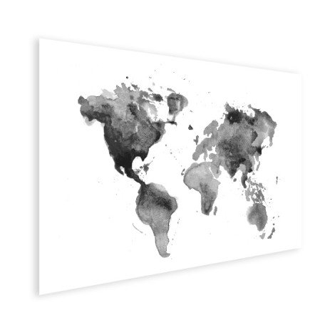 Aquarell Weltkarte Schwarz-Weiß Poster