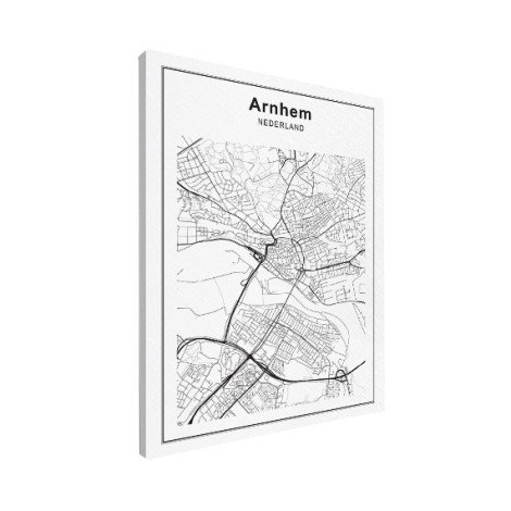 Stadtkarte Arnheim Schwarz-Weiß Leinwand