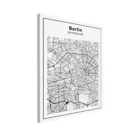 Stadtkarte Berlin Schwarz-Weiß Leinwand