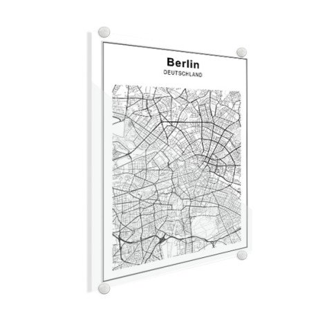 Stadtkarte Berlin Schwarz-Weiß Glas
