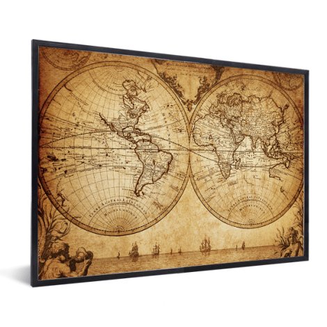 Weltkarte Seefahrt im Rahmen