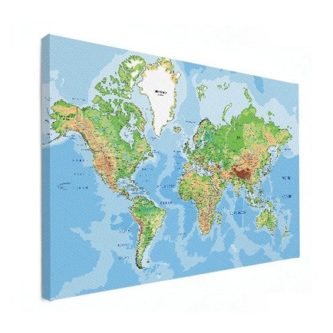 Weltkarte Geografisch Leinwand