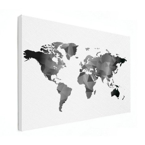Geometrische Weltkarte Schwarz-Weiß Leinwand