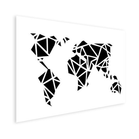 Geometrische Weltkarte Schwarz Poster