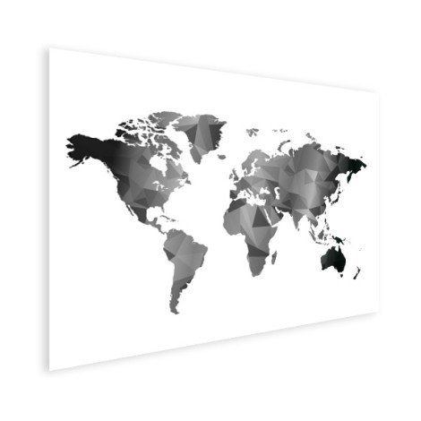 Geometrische Weltkarte Schwarz-Weiß Poster