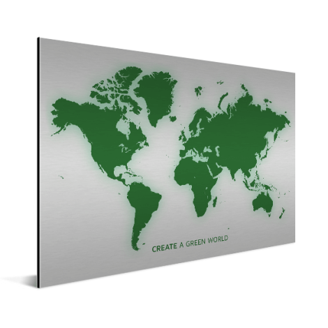 Weltkarte Grün Aluminium