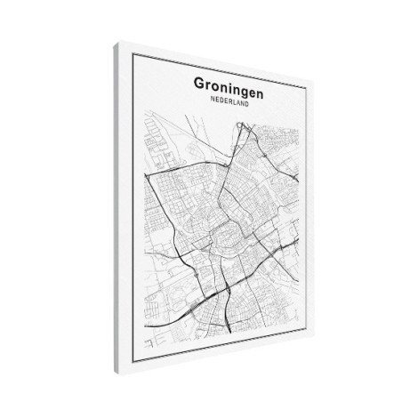 Stadtkarte Groningen Schwarz-Weiß Leinwand