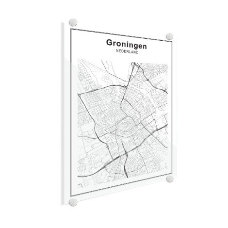 Stadtkarte Groningen Schwarz-Weiß Glas