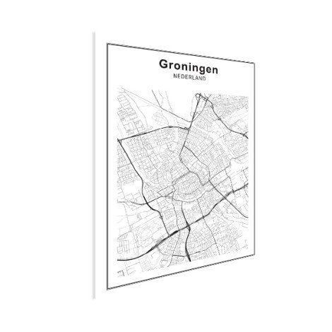 Stadtkarte Groningen Schwarz-Weiß Poster