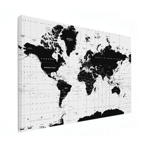 Weltkarte Informativ Leinwand