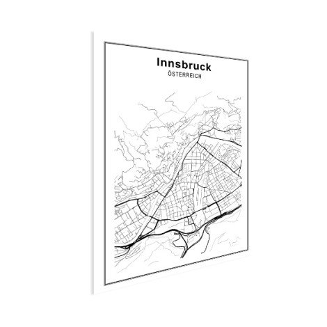 Stadtkarte Innsbruck Schwarz-Weiß Poster