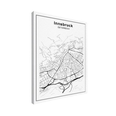 Stadtkarte Innsbruck Schwarz-Weiß Leinwand