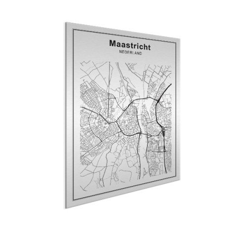 Stadtkarte Maastricht Schwarz-Weiß Aluminium