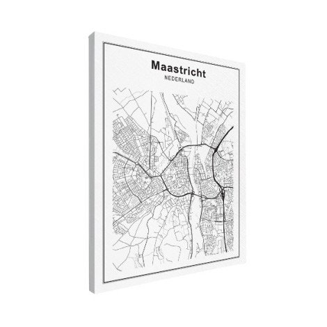 Stadtkarte Maastricht Schwarz-Weiß Leinwand