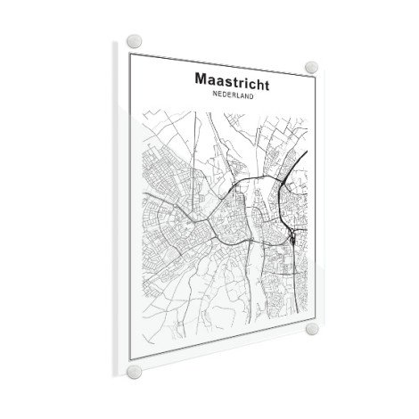 Stadtkarte Maastricht Schwarz-Weiß Glas