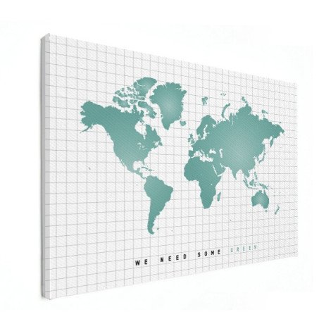 Weltkarte Minzgrün Leinwand