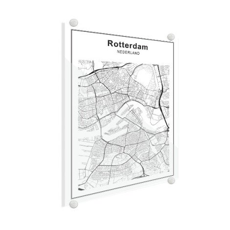 Stadtkarte Rotterdam Schwarz-Weiß Glas