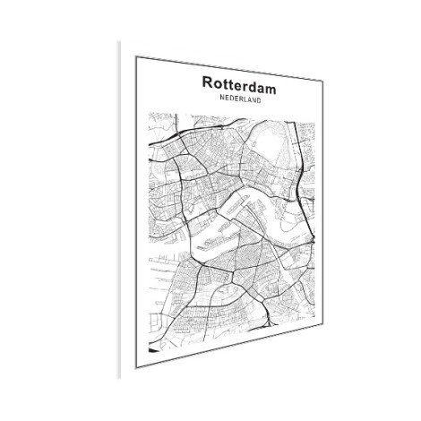 Stadtkarte Rotterdam Schwarz-Weiß Poster