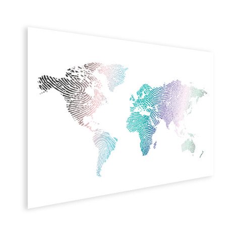 Fingerabdruck Weltkarte Farbig Poster
