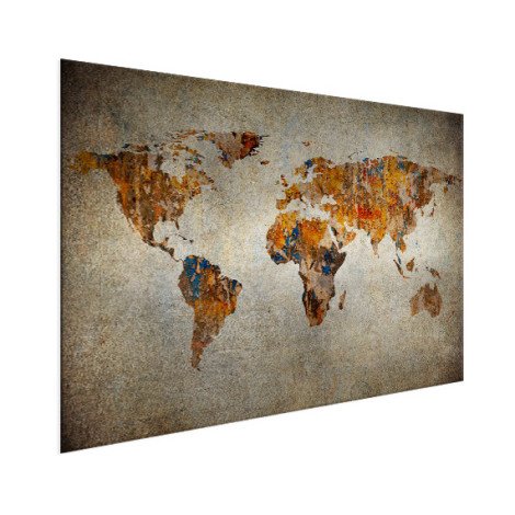 Weltkarte Malerei auf Stein Aluminium