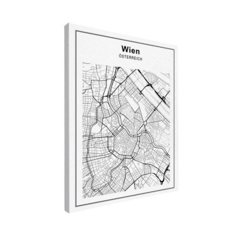 Stadtkarte Wien Schwarz-Weiß Leinwand