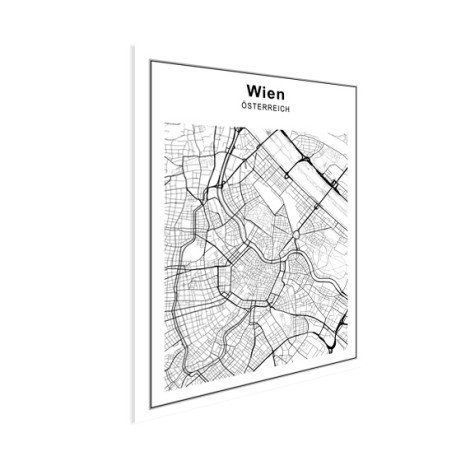 Stadtkarte Wien Schwarz-Weiß Poster