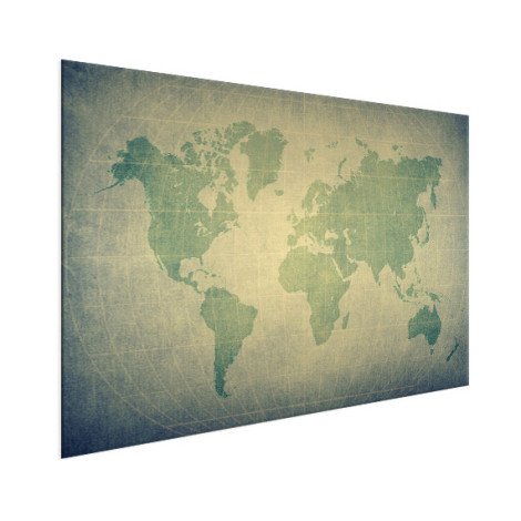 Weltkarte Pergament Grün Blass Aluminium