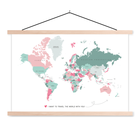 Romantische Weltkarte Textilposter