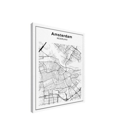 Stadtkarte Amsterdam Schwarz-Weiß Leinwand