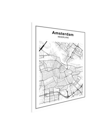 Stadtkarte Amsterdam Schwarz-Weiß Poster