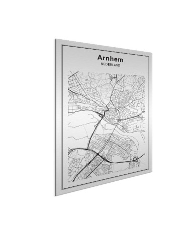 Stadtkarte Arnheim Schwarz-Weiß Aluminium