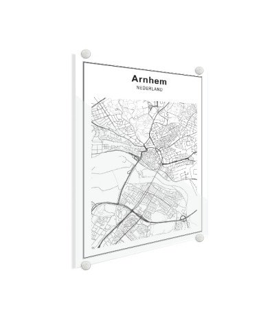 Stadtkarte Arnheim Schwarz-Weiß Glas