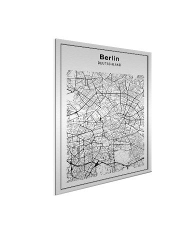 Stadtkarte Berlin Schwarz-Weiß Aluminium