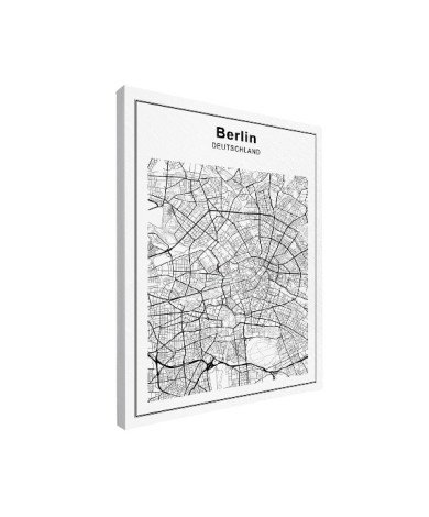 Stadtkarte Berlin Schwarz-Weiß Leinwand