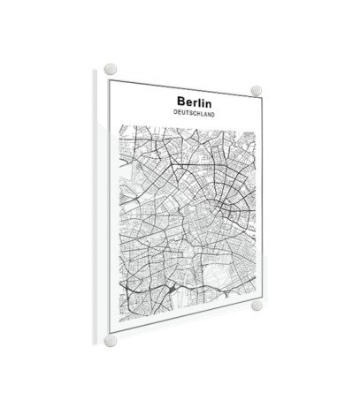 Stadtkarte Berlin Schwarz-Weiß Glas