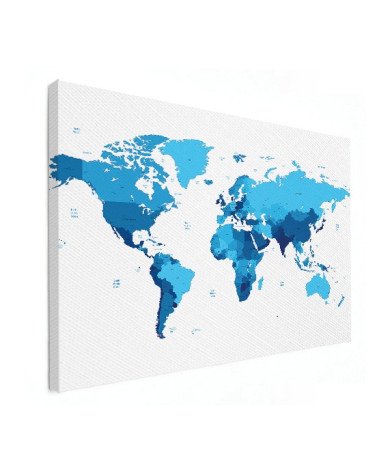 Weltkarte Blautöne Leinwand