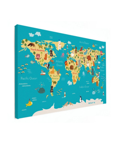 Weltkarte Kontinente & Meere Leinwand