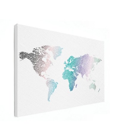 Fingerabdruck Weltkarte Farbig Leinwand