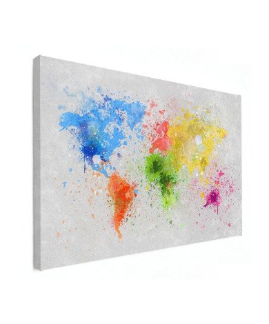 Weltkarte Farbspritzer bunt Leinwand