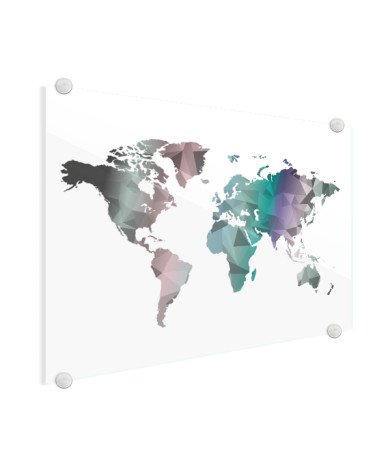 Geometrische Weltkarte Farbe Acrylglas