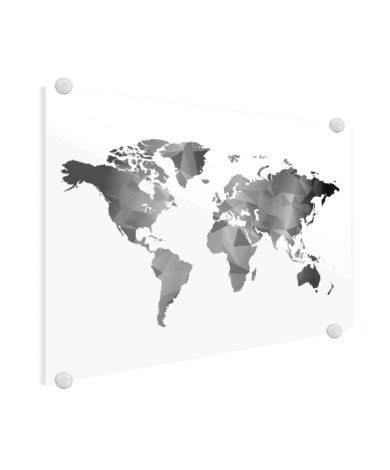 Geometrische Weltkarte Schwarz-Weiß Acrylglas