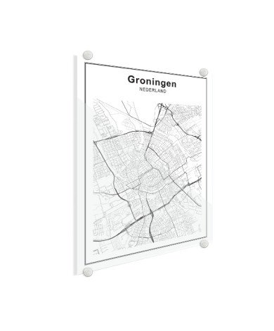 Stadtkarte Groningen Schwarz-Weiß Glas