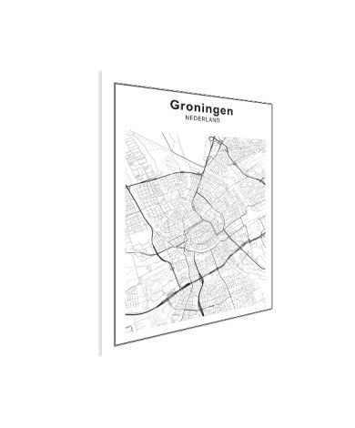 Stadtkarte Groningen Schwarz-Weiß Poster