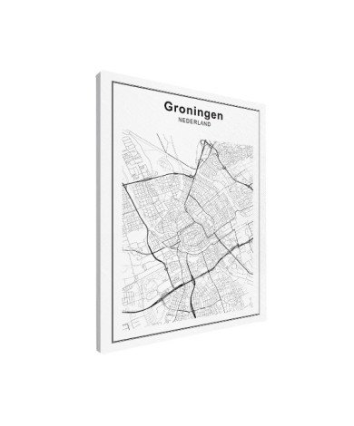 Stadtkarte Groningen Schwarz-Weiß Leinwand