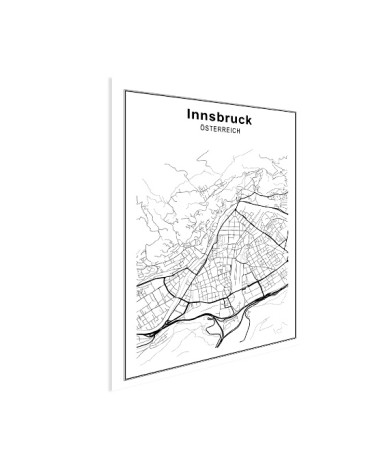 Stadtkarte Innsbruck Schwarz-Weiß Poster