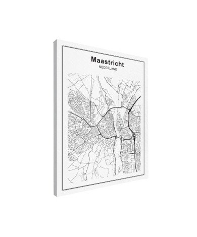 Stadtkarte Maastricht Schwarz-Weiß Leinwand