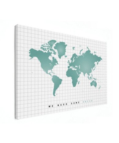 Weltkarte Minzgrün Leinwand