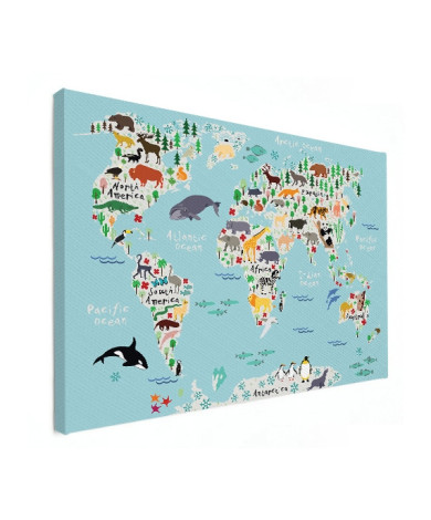 Weltkarte unser Tierreich Poster