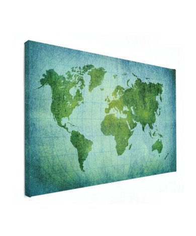 Weltkarte Pergament Kräftig Grün Leinwand